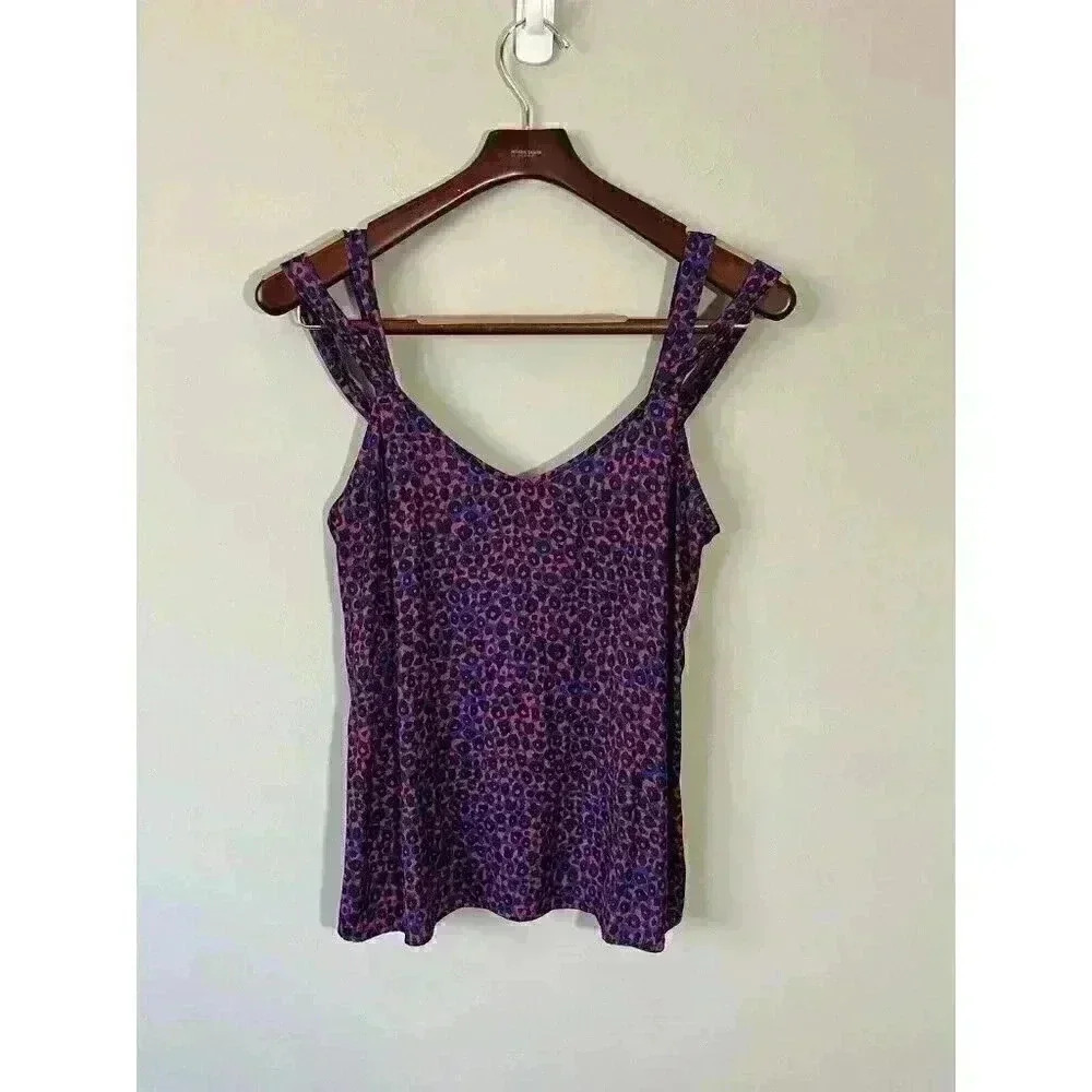 David Lerner Double Strap Royal / Fushia / Black Printed Camisole XS #mobwife